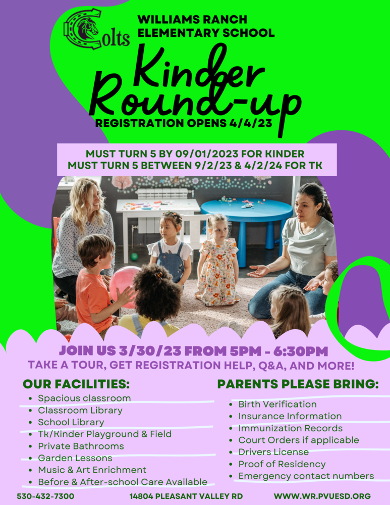 Purple and Green flier for kindergarten round up