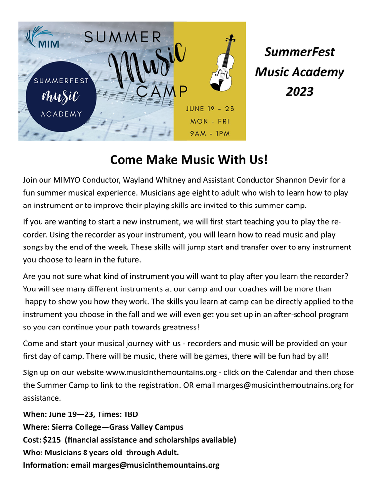summerfest music academy 2023 June 19-23